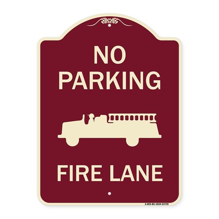 Signmission No Parking Fire Lane Fire TruckHeavy-Gauge Aluminum Architectural Sign, 24" x 18", BU-1824-23739 A-DES-BU-1824-23739